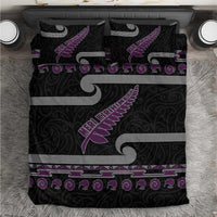 New Zealand Christmas Bedding Set Meri Kirihimete Silver Fern Knit Style Purple Color LT03 Purple - Polynesian Pride