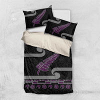 New Zealand Christmas Bedding Set Meri Kirihimete Silver Fern Knit Style Purple Color LT03 US Twin 172cm x 218cm Purple - Polynesian Pride