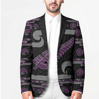 New Zealand Christmas Blazer Meri Kirihimete Silver Fern Knit Style Purple Color LT03 - Polynesian Pride