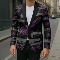 New Zealand Christmas Blazer Meri Kirihimete Silver Fern Knit Style Purple Color LT03 - Polynesian Pride