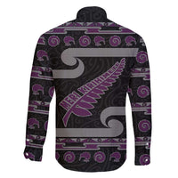 New Zealand Christmas Family Matching Mermaid Dress and Hawaiian Shirt Meri Kirihimete Silver Fern Knit Style Purple Color LT03 - Polynesian Pride