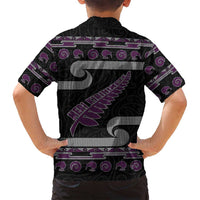 New Zealand Christmas Family Matching Puletasi and Hawaiian Shirt Meri Kirihimete Silver Fern Knit Style Purple Color LT03 - Polynesian Pride