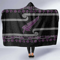 New Zealand Christmas Hooded Blanket Meri Kirihimete Silver Fern Knit Style Purple Color LT03 One Size Purple - Polynesian Pride