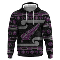 New Zealand Christmas Hoodie Meri Kirihimete Silver Fern Knit Style Purple Color LT03 Pullover Hoodie Purple - Polynesian Pride
