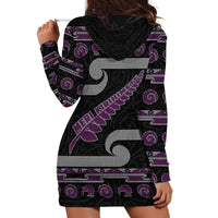 New Zealand Christmas Hoodie Dress Meri Kirihimete Silver Fern Knit Style Purple Color LT03 - Polynesian Pride