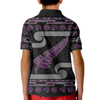 New Zealand Christmas Kid Polo Shirt Meri Kirihimete Silver Fern Knit Style Purple Color LT03 - Polynesian Pride