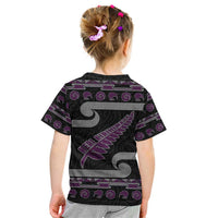 New Zealand Christmas Kid T Shirt Meri Kirihimete Silver Fern Knit Style Purple Color LT03 - Polynesian Pride