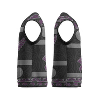 New Zealand Christmas Knitted V-Neck Vest Meri Kirihimete Silver Fern Knit Style Purple Color LT03 - Polynesian Pride