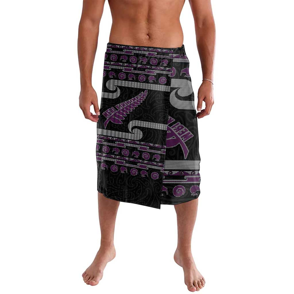 New Zealand Christmas Lavalava Meri Kirihimete Silver Fern Knit Style Purple Color LT03 Purple - Polynesian Pride