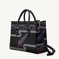 New Zealand Christmas Leather Bag Meri Kirihimete Silver Fern Knit Style Purple Color LT03 Purple - Polynesian Pride