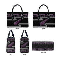 New Zealand Christmas Leather Bag Meri Kirihimete Silver Fern Knit Style Purple Color LT03 - Polynesian Pride