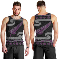 New Zealand Christmas Men Tank Top Meri Kirihimete Silver Fern Knit Style Purple Color LT03 - Polynesian Pride
