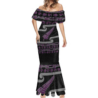 New Zealand Christmas Mermaid Dress Meri Kirihimete Silver Fern Knit Style Purple Color LT03 - Polynesian Pride