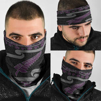 New Zealand Christmas Neck Gaiter Meri Kirihimete Silver Fern Knit Style Purple Color LT03 - Polynesian Pride