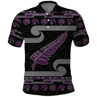 New Zealand Christmas Polo Shirt Meri Kirihimete Silver Fern Knit Style Purple Color LT03 Purple - Polynesian Pride
