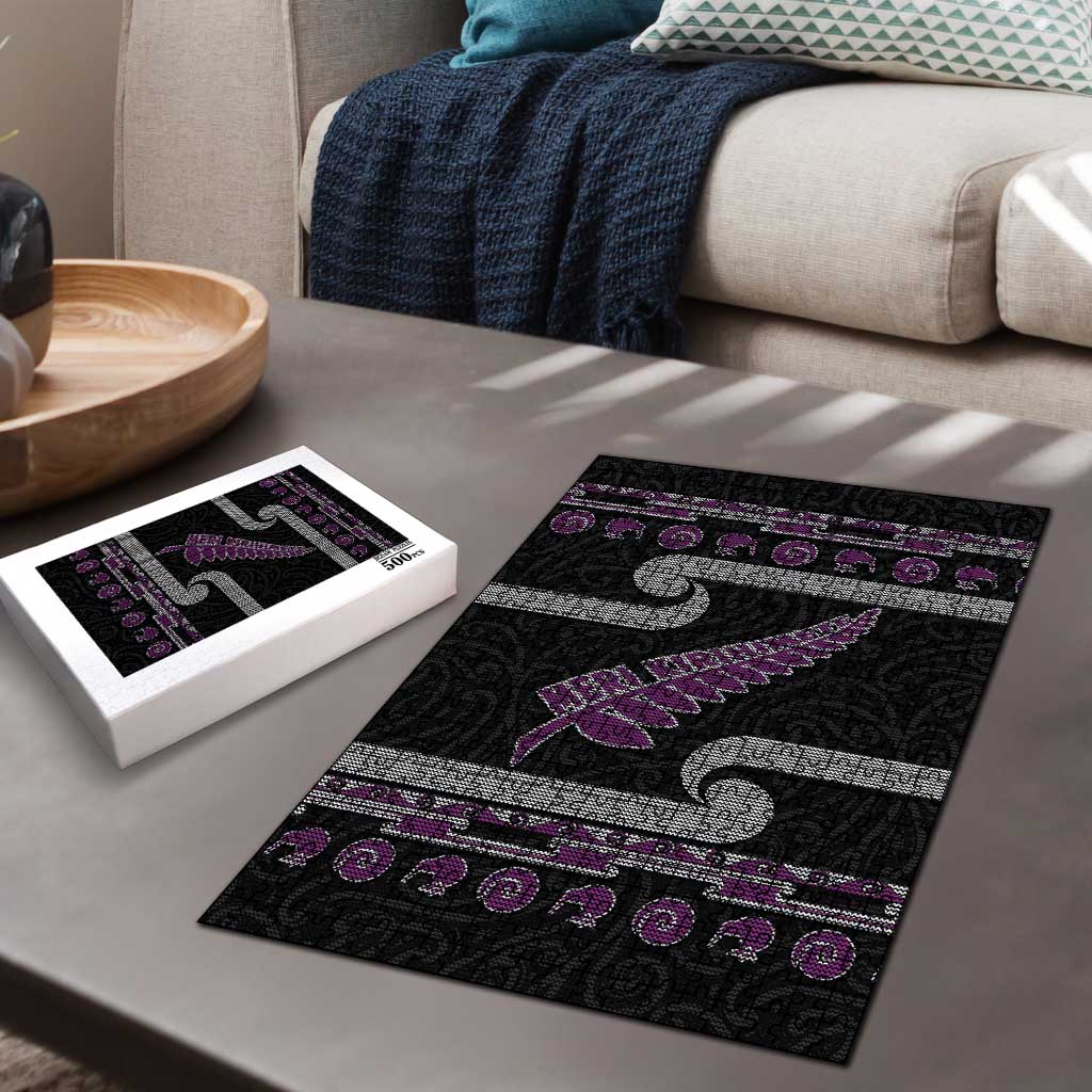 New Zealand Christmas Puzzle Meri Kirihimete Silver Fern Knit Style Purple Color LT03 - Polynesian Pride