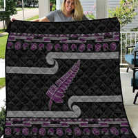 New Zealand Christmas Quilt Meri Kirihimete Silver Fern Knit Style Purple Color LT03 Purple - Polynesian Pride