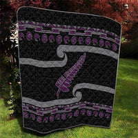 New Zealand Christmas Quilt Meri Kirihimete Silver Fern Knit Style Purple Color LT03 - Polynesian Pride