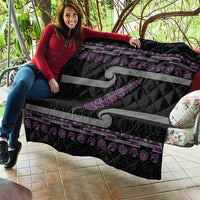 New Zealand Christmas Quilt Meri Kirihimete Silver Fern Knit Style Purple Color LT03 - Polynesian Pride