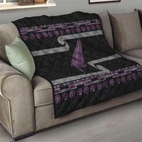 New Zealand Christmas Quilt Meri Kirihimete Silver Fern Knit Style Purple Color LT03 - Polynesian Pride