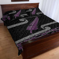 New Zealand Christmas Quilt Bed Set Meri Kirihimete Silver Fern Knit Style Purple Color LT03 - Polynesian Pride