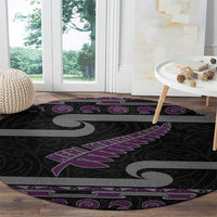 New Zealand Christmas Round Carpet Meri Kirihimete Silver Fern Knit Style Purple Color LT03 - Polynesian Pride