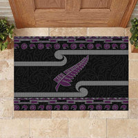 New Zealand Christmas Rubber Doormat Meri Kirihimete Silver Fern Knit Style Purple Color LT03 Purple - Polynesian Pride