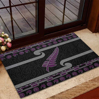 New Zealand Christmas Rubber Doormat Meri Kirihimete Silver Fern Knit Style Purple Color LT03 - Polynesian Pride