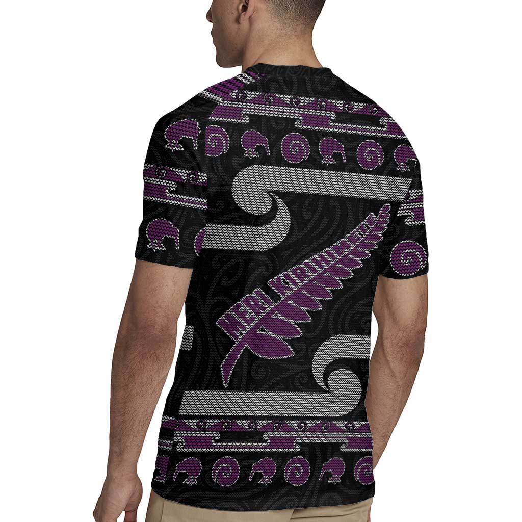 New Zealand Christmas Rugby Jersey Meri Kirihimete Silver Fern Knit Style Purple Color LT03 - Polynesian Pride