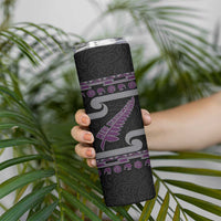New Zealand Christmas Skinny Tumbler Meri Kirihimete Silver Fern Knit Style Purple Color LT03 - Polynesian Pride