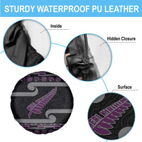 New Zealand Christmas Spare Tire Cover Meri Kirihimete Silver Fern Knit Style Purple Color LT03 - Polynesian Pride