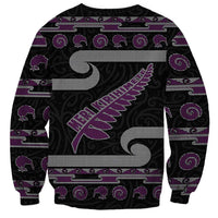 New Zealand Christmas Sweatshirt Meri Kirihimete Silver Fern Knit Style Purple Color LT03 - Polynesian Pride