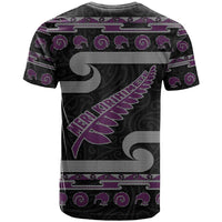 New Zealand Christmas T Shirt Meri Kirihimete Silver Fern Knit Style Purple Color LT03 - Polynesian Pride