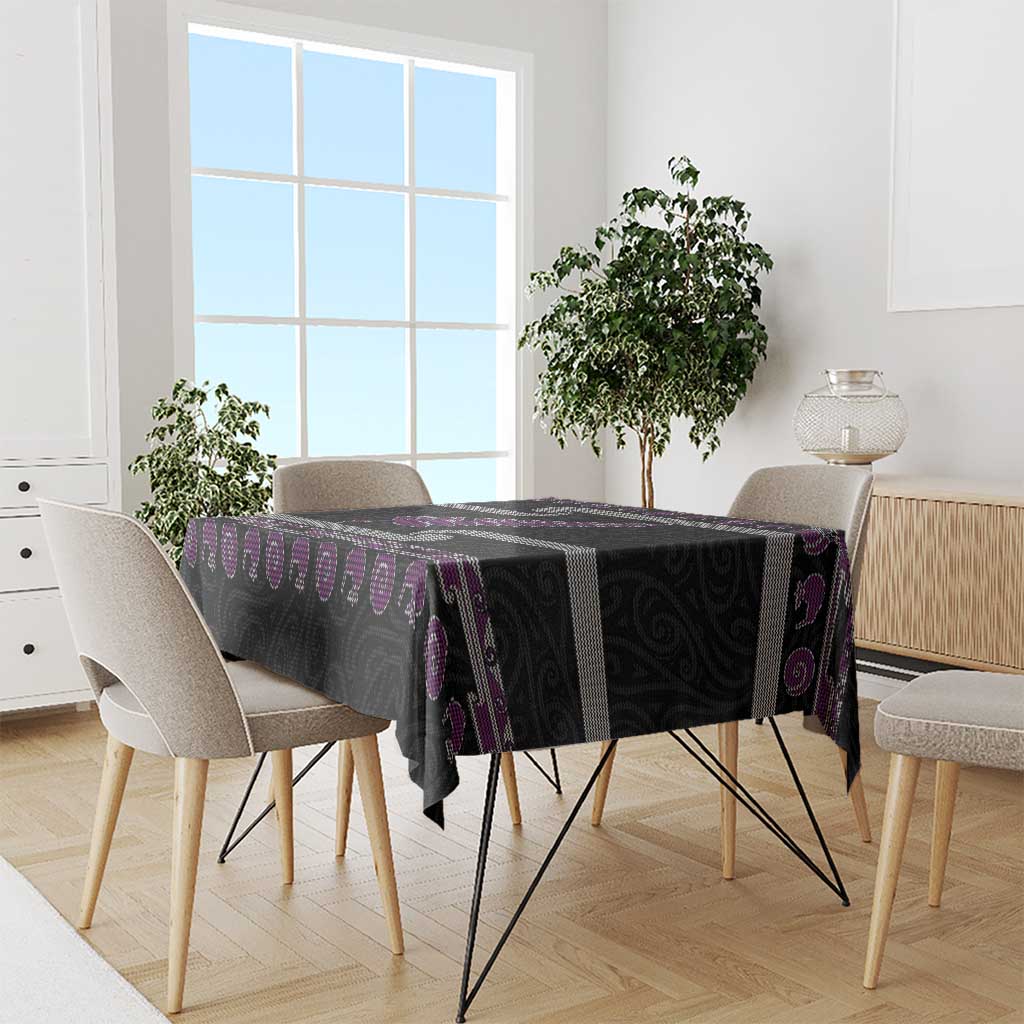 New Zealand Christmas Tablecloth Meri Kirihimete Silver Fern Knit Style Purple Color LT03 - Polynesian Pride