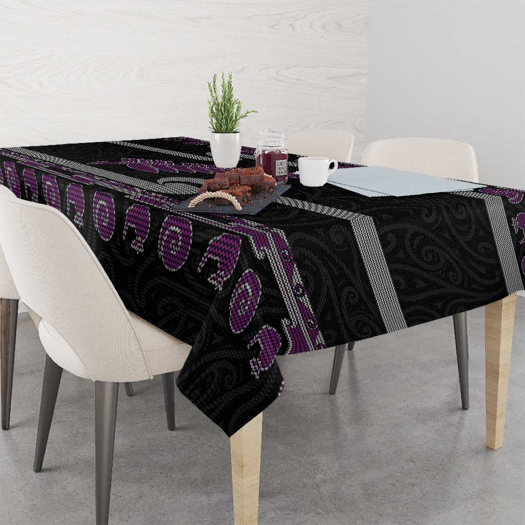 New Zealand Christmas Tablecloth Meri Kirihimete Silver Fern Knit Style Purple Color LT03 - Polynesian Pride