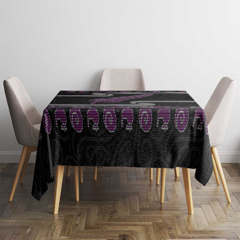 New Zealand Christmas Tablecloth Meri Kirihimete Silver Fern Knit Style Purple Color LT03 - Polynesian Pride