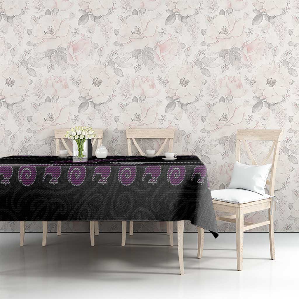 New Zealand Christmas Tablecloth Meri Kirihimete Silver Fern Knit Style Purple Color LT03 - Polynesian Pride