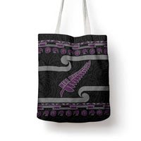 New Zealand Christmas Tote Bag Meri Kirihimete Silver Fern Knit Style Purple Color LT03 - Polynesian Pride