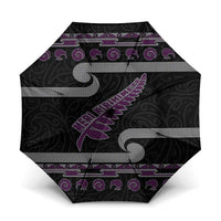 New Zealand Christmas Umbrella Meri Kirihimete Silver Fern Knit Style Purple Color LT03 One Size Folded 11.42 inch Opened Diameter 37.4 inch Purple - Polynesian Pride