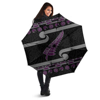 New Zealand Christmas Umbrella Meri Kirihimete Silver Fern Knit Style Purple Color LT03 - Polynesian Pride