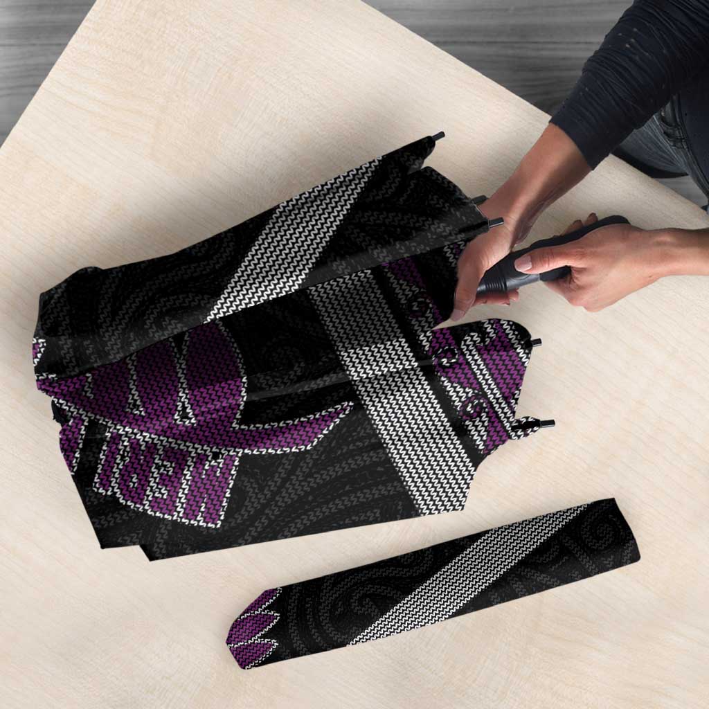 New Zealand Christmas Umbrella Meri Kirihimete Silver Fern Knit Style Purple Color LT03 - Polynesian Pride