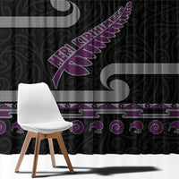 New Zealand Christmas Window Curtain Meri Kirihimete Silver Fern Knit Style Purple Color LT03 - Polynesian Pride