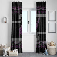 New Zealand Christmas Window Curtain Meri Kirihimete Silver Fern Knit Style Purple Color LT03 - Polynesian Pride