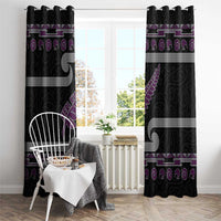 New Zealand Christmas Window Curtain Meri Kirihimete Silver Fern Knit Style Purple Color LT03 - Polynesian Pride