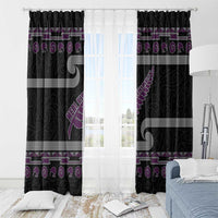 New Zealand Christmas Window Curtain Meri Kirihimete Silver Fern Knit Style Purple Color LT03 - Polynesian Pride