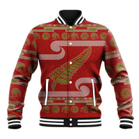 New Zealand Christmas Baseball Jacket Meri Kirihimete Silver Fern Knit Style Green Color LT03 Unisex Green - Polynesian Pride