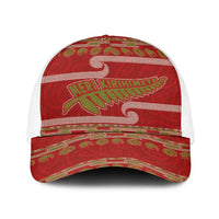 New Zealand Christmas Baseball Net Cap Meri Kirihimete Silver Fern Knit Style Green Color LT03 One Size White Green - Polynesian Pride