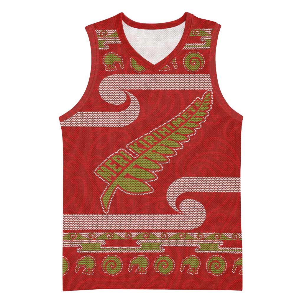 New Zealand Christmas Basketball Jersey Meri Kirihimete Silver Fern Knit Style Green Color LT03 Unisex Green - Polynesian Pride