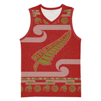New Zealand Christmas Basketball Jersey Meri Kirihimete Silver Fern Knit Style Green Color LT03 Unisex Green - Polynesian Pride