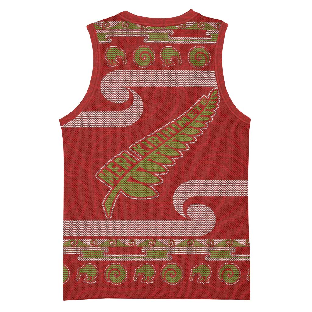 New Zealand Christmas Basketball Jersey Meri Kirihimete Silver Fern Knit Style Green Color LT03 - Polynesian Pride